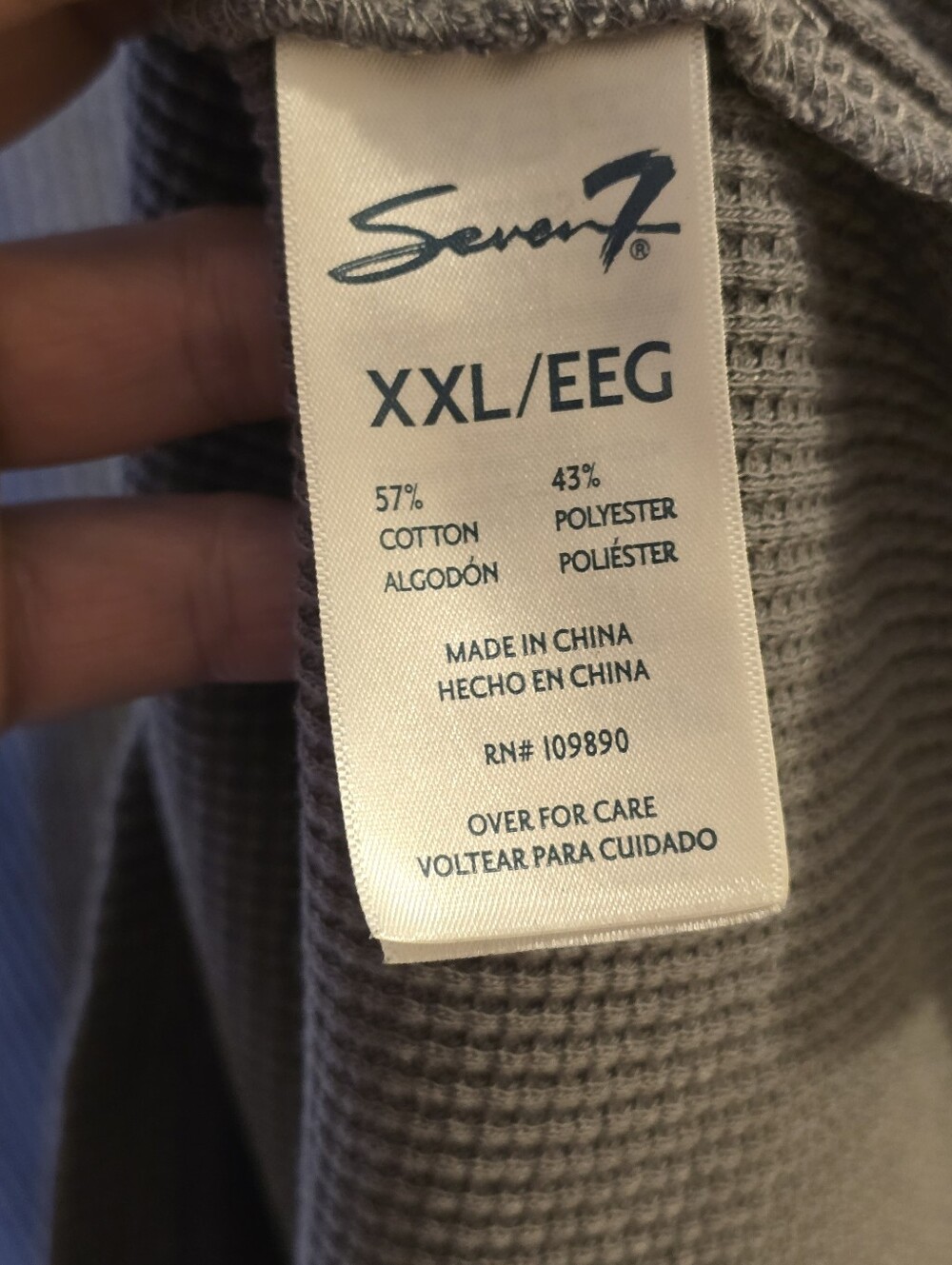 Seven7 Grey Waffle Knit Long Sleeve Xxl - Picture 5 of 6